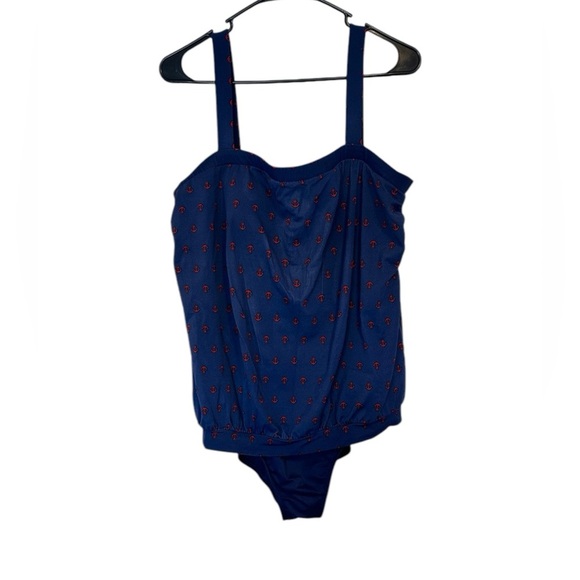 Miraclesuit One Piece Swimsuit Size 16-18? Anchor Nautical Beach Summer Slimming - Picture 1 of 8
